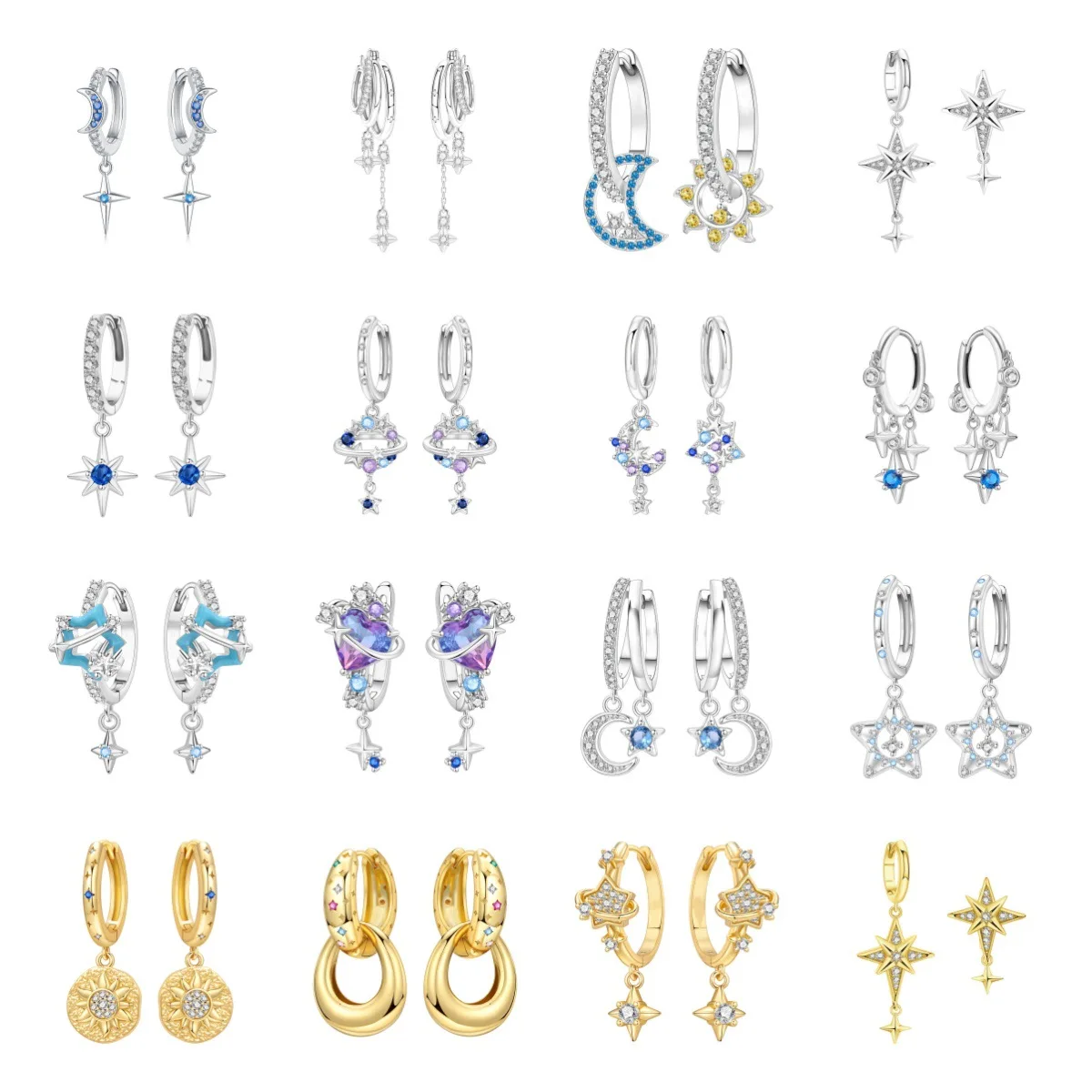 Versilberte Blue Moon North Fit Ohrringe für Damen, Tropfenohrringe für Jahrestag, Hochzeit, Schmuck, Geschenke