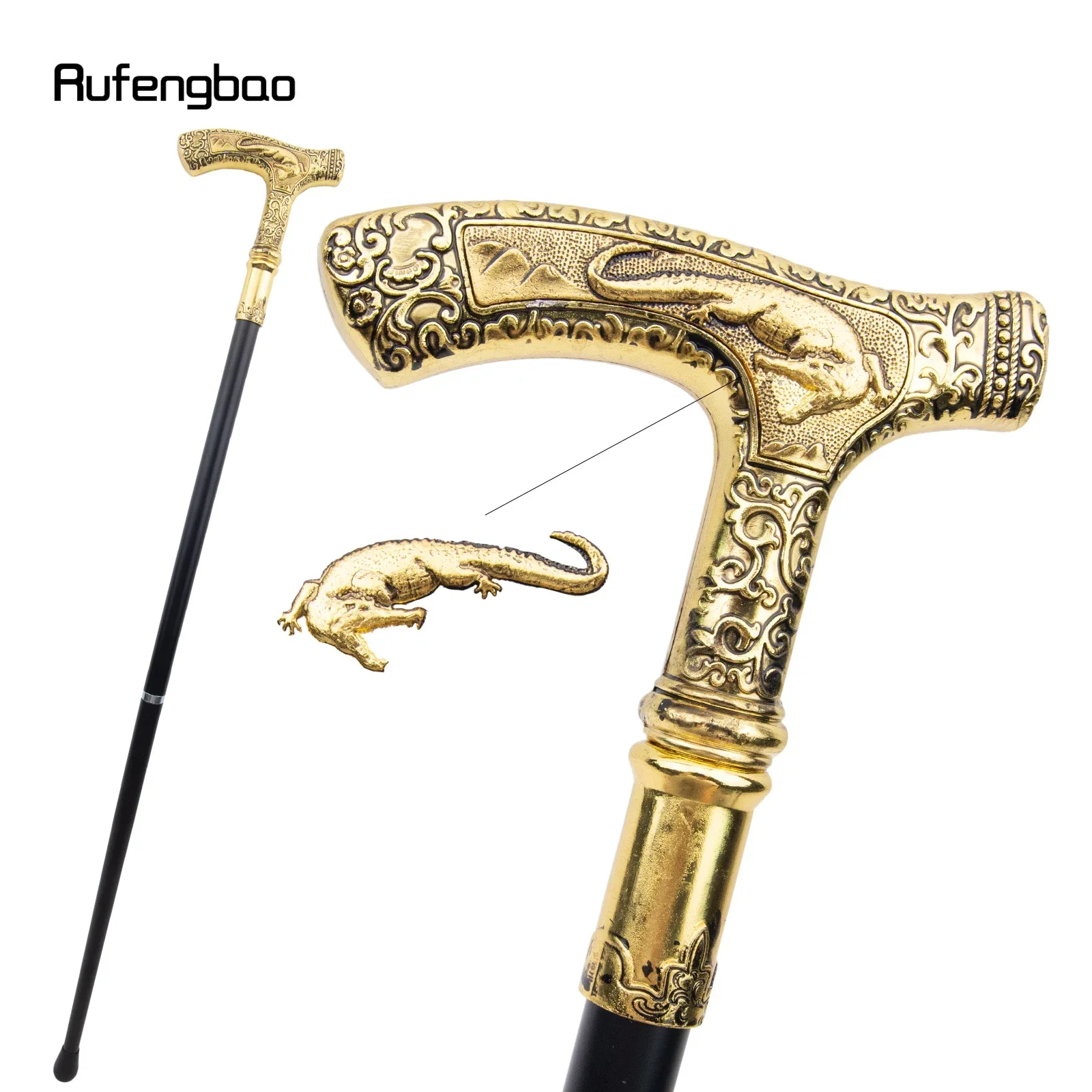Golden Crocodile Luxury Walking Stick  Performance Stage Cane Decorative Stick  Cane  Cosplay And Parties, For Cosplay & Party