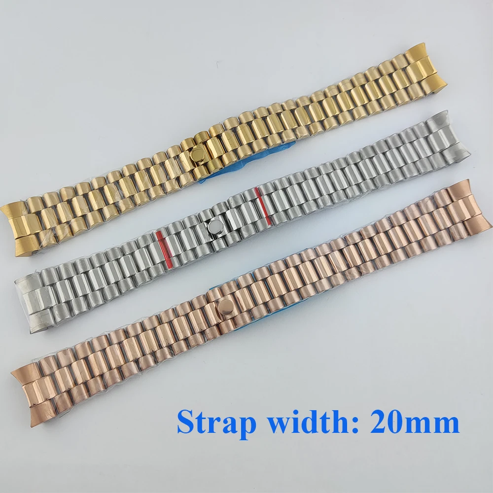 

20MM Solid Stainless Steel Watch Strap High Quality Presidential Bracelet Watch Parts For NH35 Datejust Oyster Case Watchbands