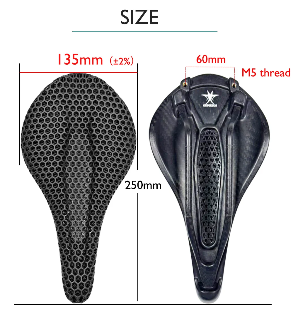 سرج مطبوع ثلاثي الأبعاد من ODINZEUS، مريح مجوف وخفيف للغاية، مقعد دراجة سباق جبلية من ألياف الكربون بالكامل، ملحقات الدراجة