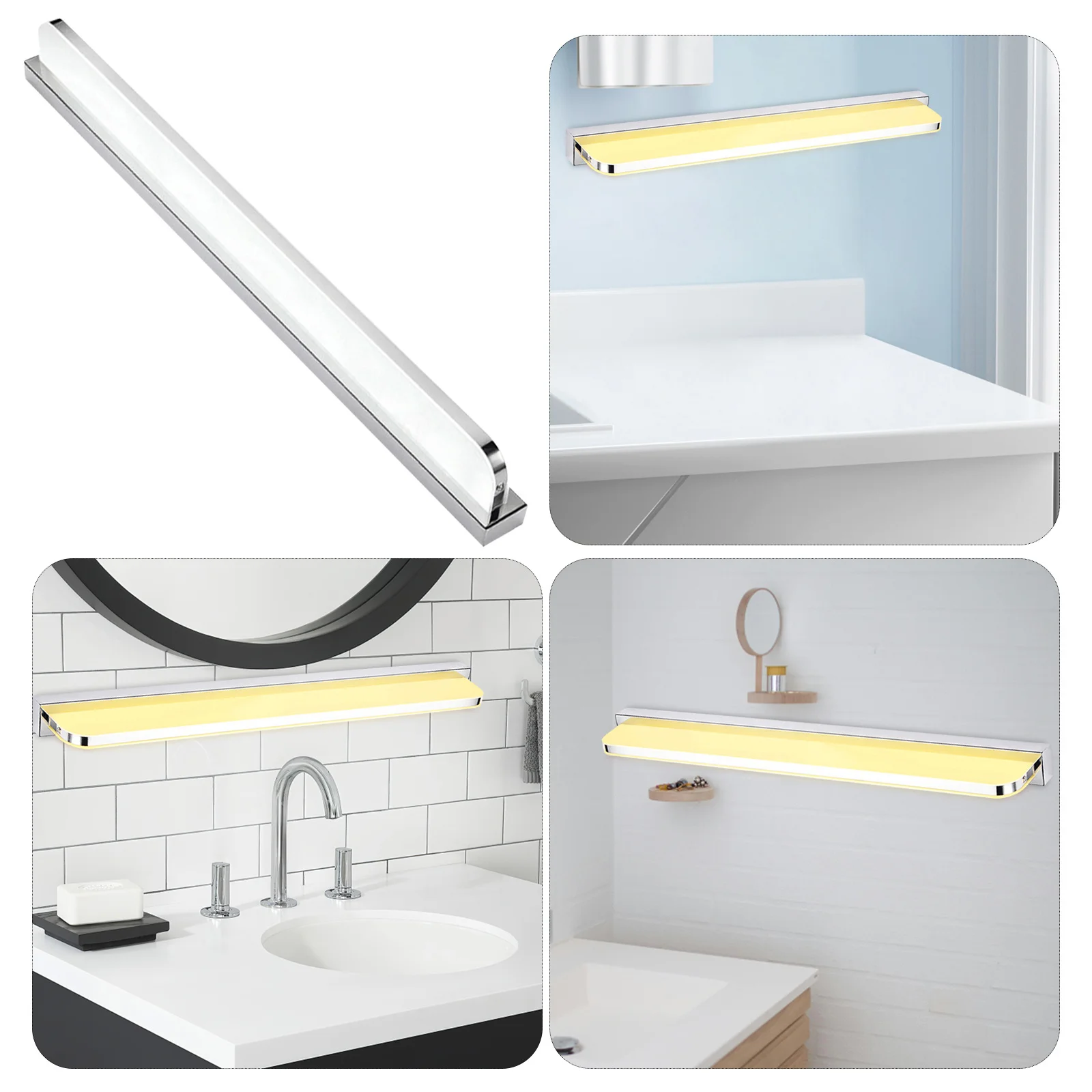 Luminária de Espelho LED de Parede Brilhante com Ângulo Ajustável em Aço Inoxidável e Material PC para Sala de Estar, Quarto e Iluminação de Vanity