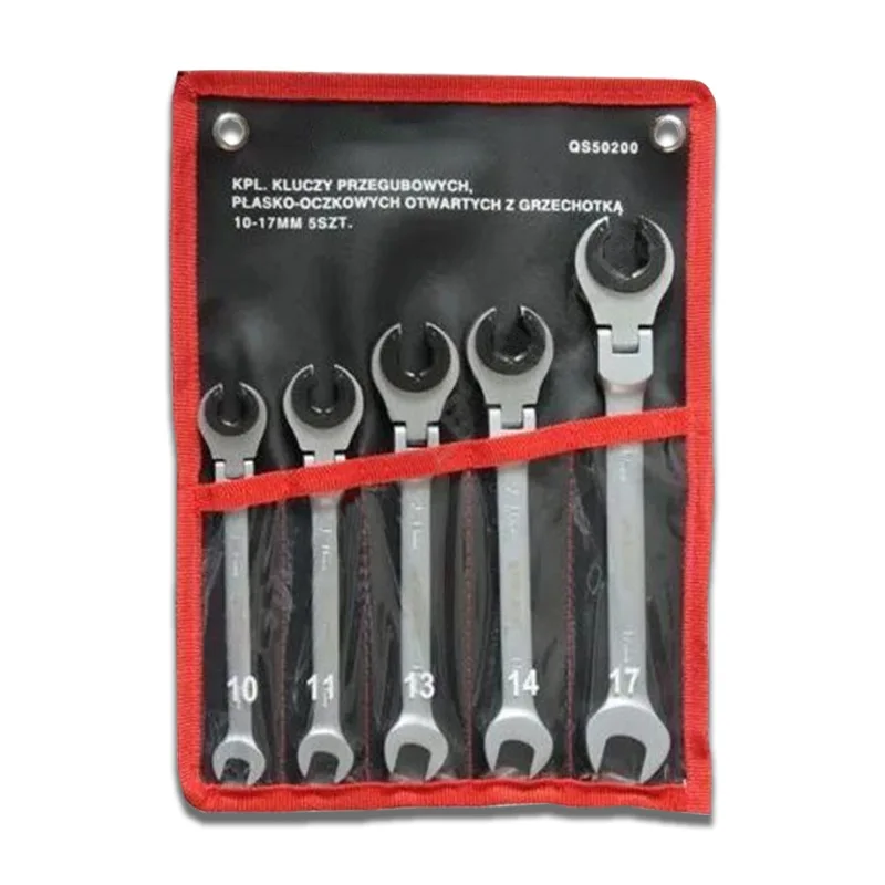Turnable opening  ratchet wrench five-piece universal bayonet fast ratchet opening dual-purpose wrench