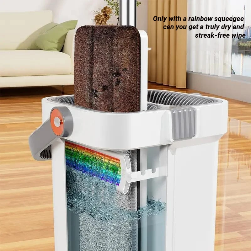 JOYBOS Hand Free Mop Set With Bucket Square 40cm Floor 360 Rotating Self Wringing Lazy Household Microfiber Wet Dry Cleaning