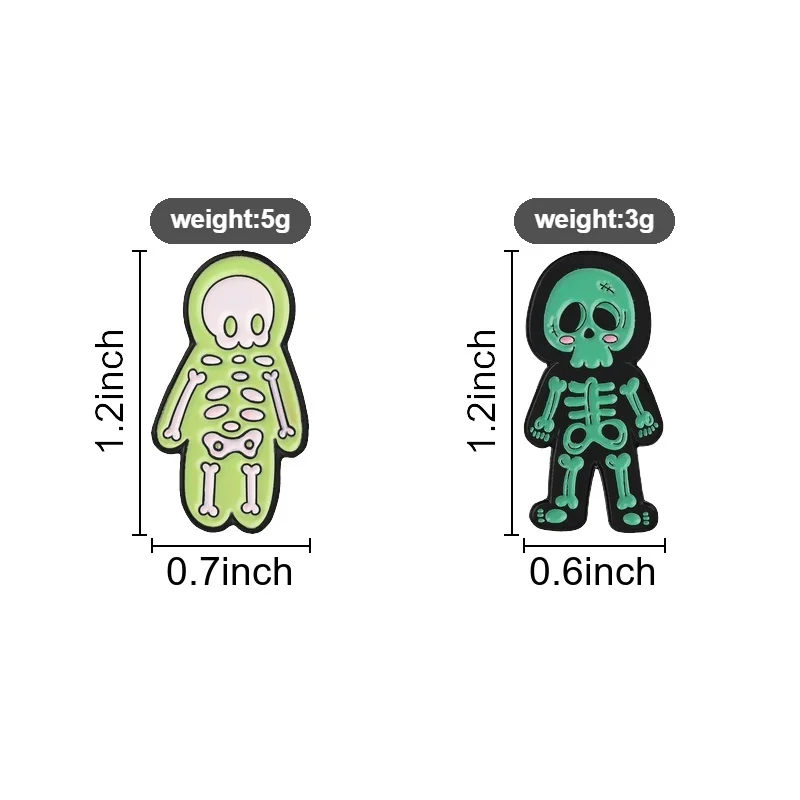 Cartoon Spooky Skull Badge Cute Glow In Dark Skeleton Enamel Pins Fashion Lapel Brooch Backpack Clothes Jewelry Gift for Friends