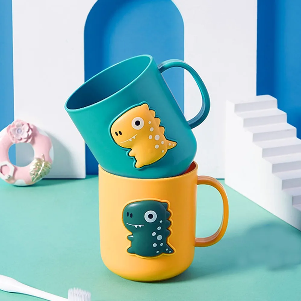 Cute Dinosaur Toothbrush Cup Plastic Mouthwash Cup Portable Drinking Cup Toothbrush Holder for Bathroom Kitchen