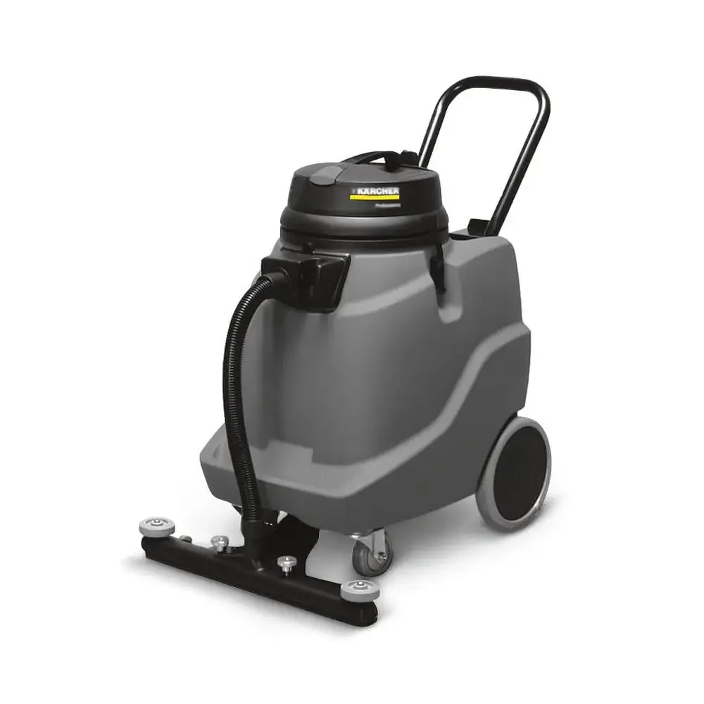 Commercial Wet Dry Vacuum Cleaner 18 Gallon Capacity with Front-Mounted Squeegee and On-Board Tool Storage