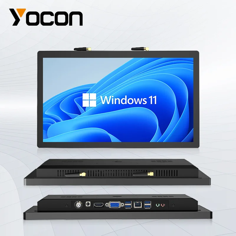 18.5 Inch  Industrial Panel Pc All In One Capacitive Touch Screen Pc Wall Mount High Performance Linux Ubuntu Wins 10 11