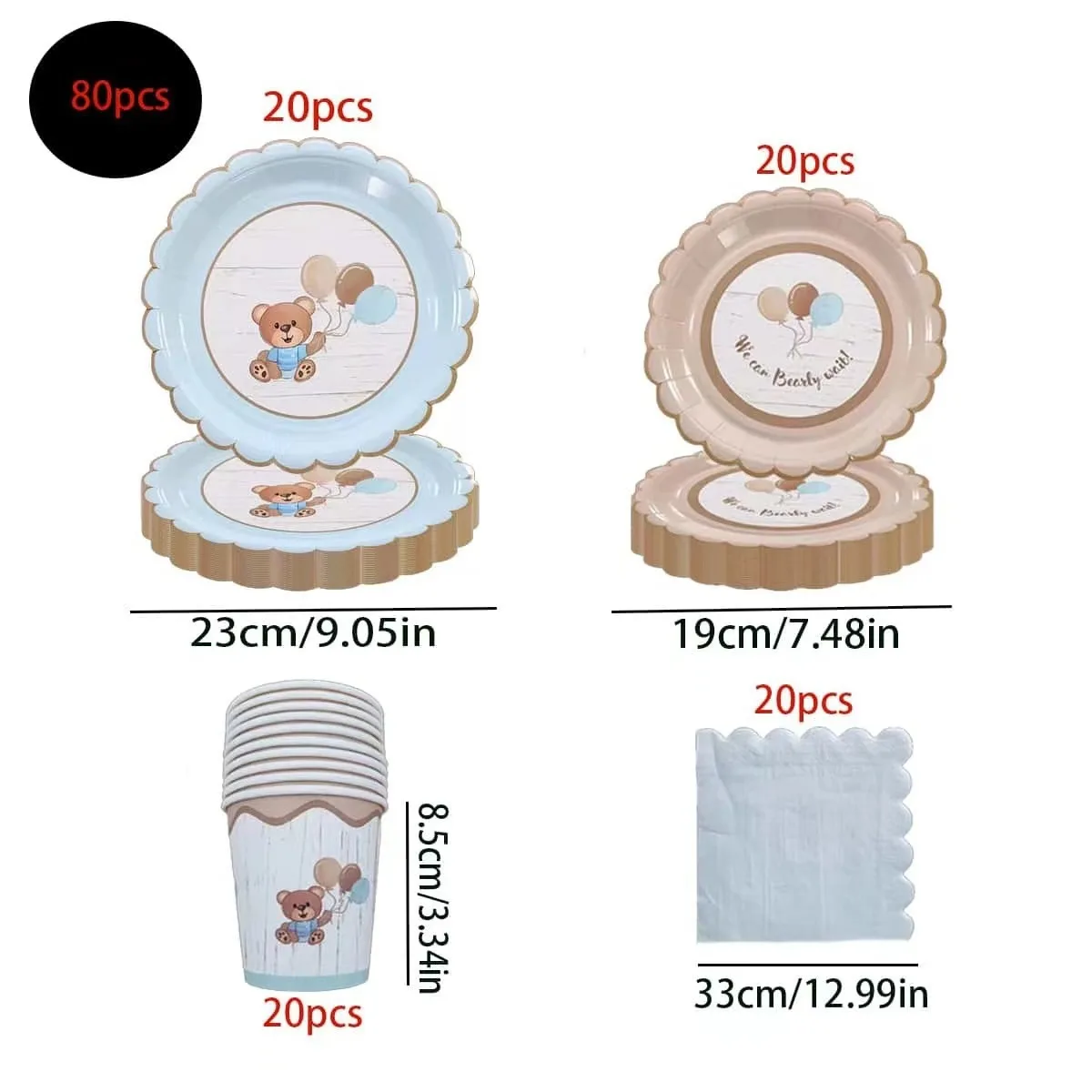 We Can Bearly Wait Baby Shower Decorations Teddy Bear Baby Shower Paper Plates Napkins Cups Bear Baby Shower Tablecloth for Boy