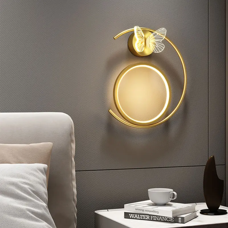 Imagem -02 - Indoor Golden Butterfly Led Lâmpada de Parede Arte Simples Decoração de Casa Interior Moderno Sala Corredor Cabeceira Corredor Venda Quente