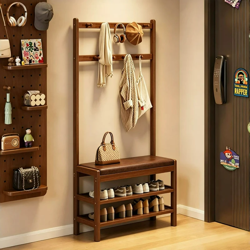 Hat Jacket Clothes Rack Hangers Shoe Bamboo Shelving Clothes Rack Bench Drying Mueble Recibidor De Entrada Home Furniture