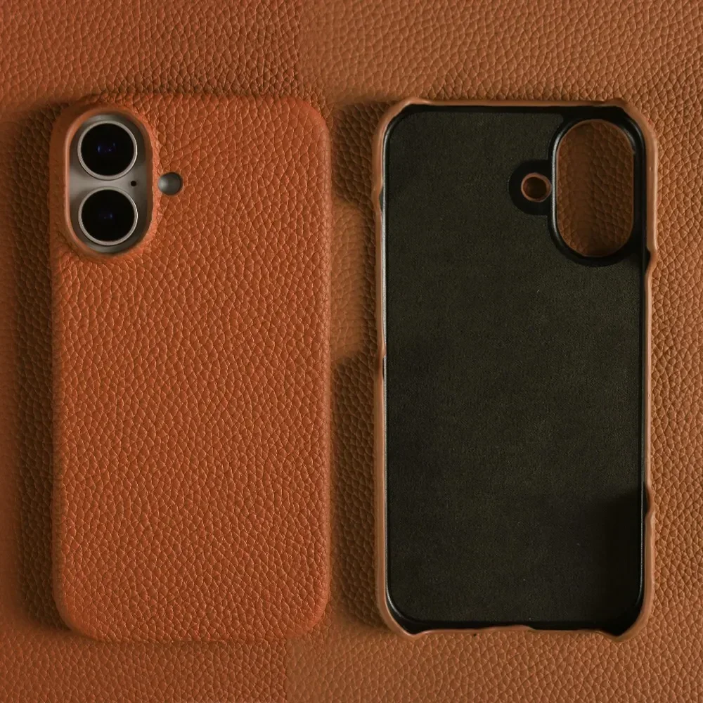 For iphone 16 Pro Max case Luxury Genuine Leather Cover Back Etui Coque Shockproof for Funda iphone15 14Pro 13 XR XSMax Carcasa