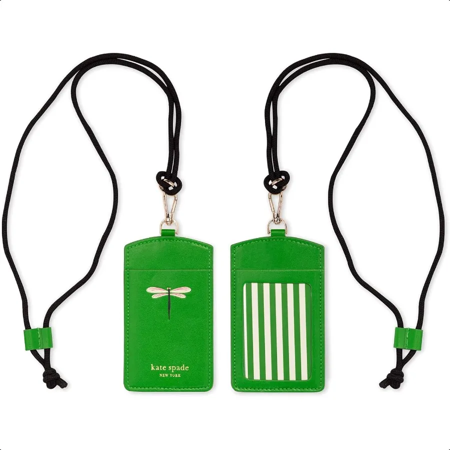 

ID Badge Holder with Lanyard Vegan Leather Slim Card Wallet Name Tag Case for Work School or Travel Dragoy Flight