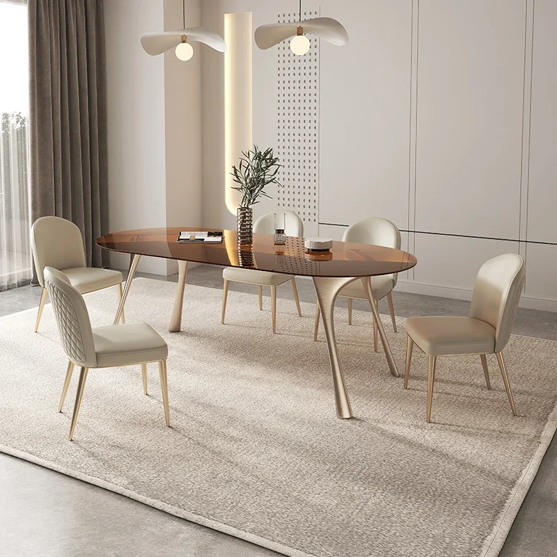 Toughened glass dining table light luxury designer's new creative dining table transparent dining table