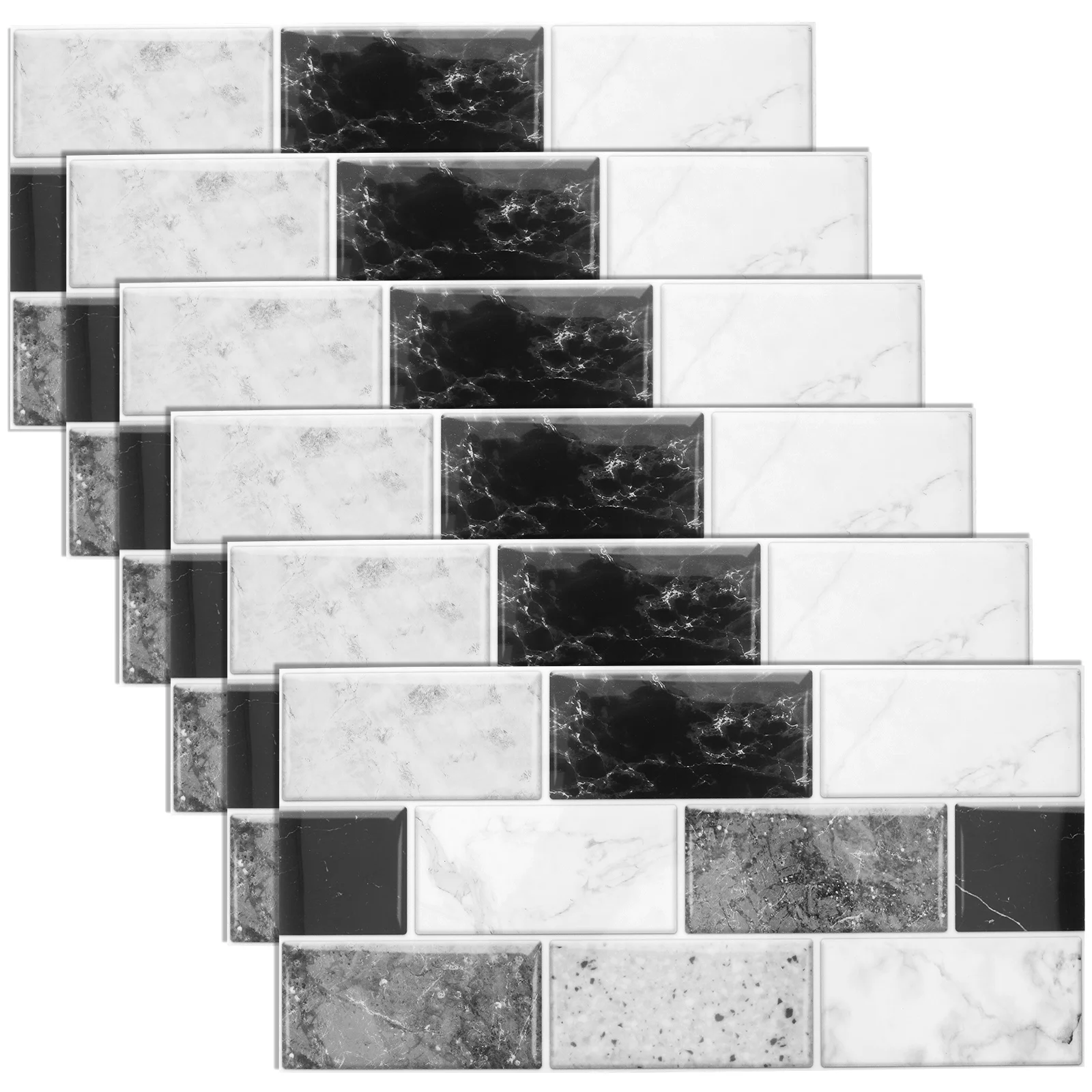 

6pcs Waterproof Self Adhesive Tiles Retro Kitchen Backsplash Bathroom Wall Decor Peel Stick Vinyl Tile Sticker