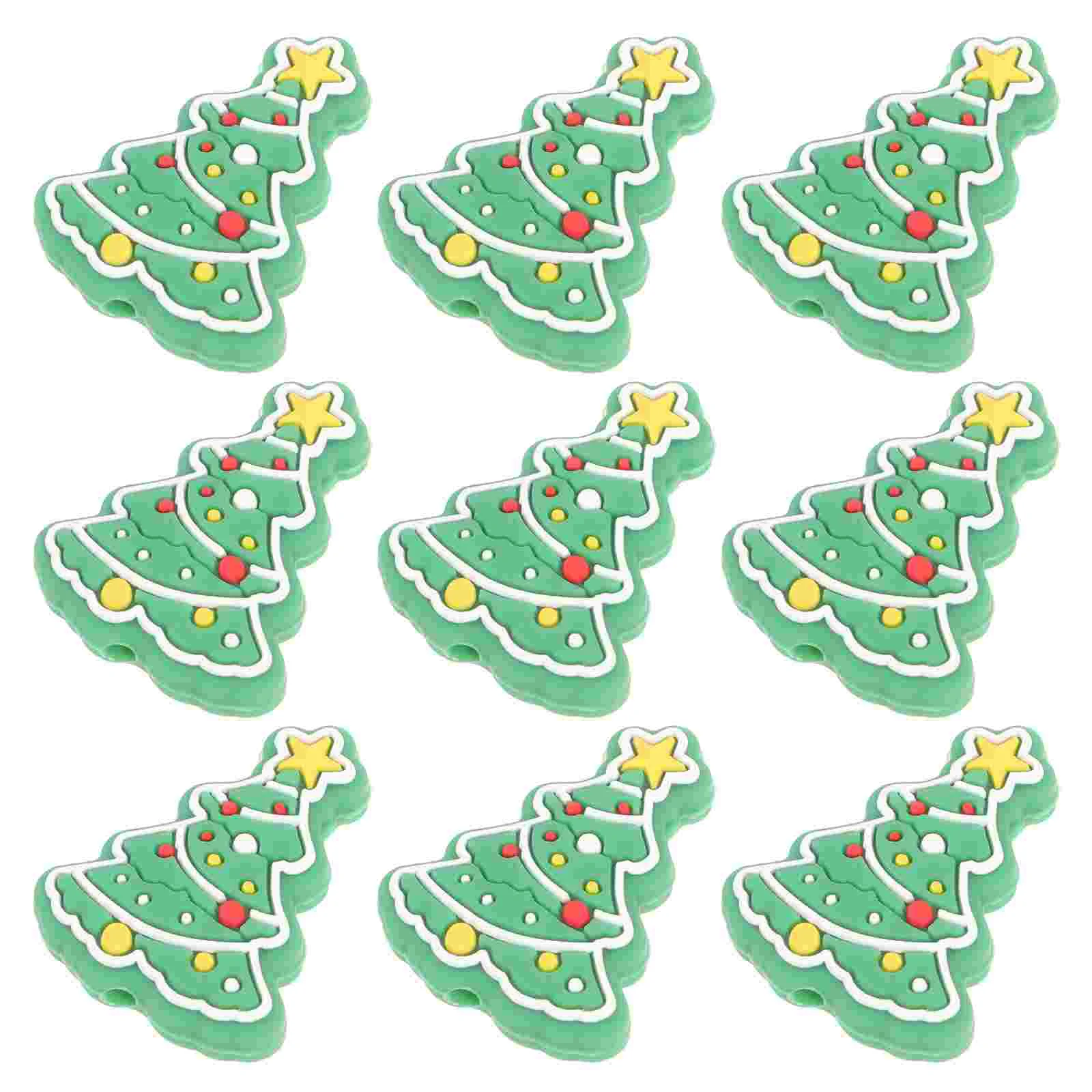 

20 Pcs Christmas Tree Silicone Beads Bracelet for Jewelry Making Colorful Xmas Element Word Charms