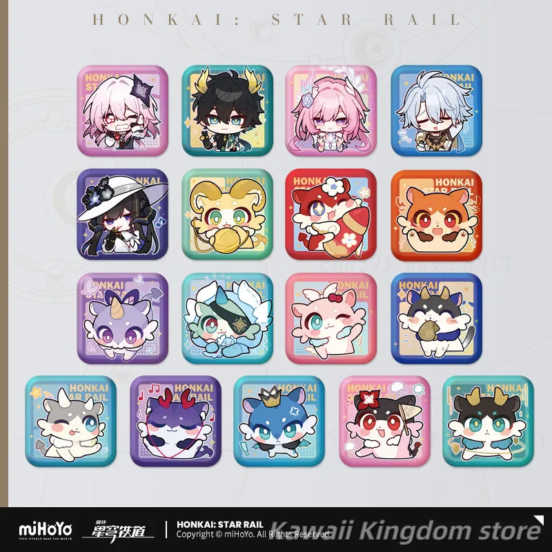 

miHoYo Honkai: Star Rail Pom-Pom Gallery Series Square badge Anime Cosplay Button Pin Cute Cartoon Brooch Badge Backpack