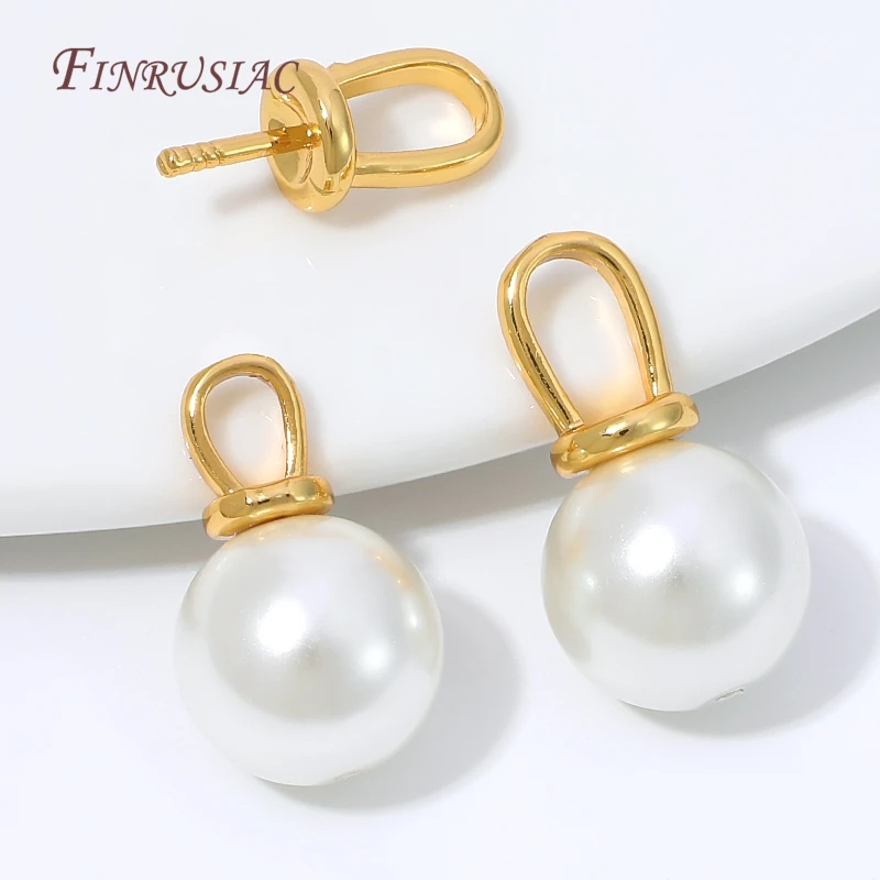 18K Gold Plated Plain U Shape Bail Pin Pearl Cap,Brass Smooth For Half Drilled Pearl DIY Earrings Necklace Jewelry Findings