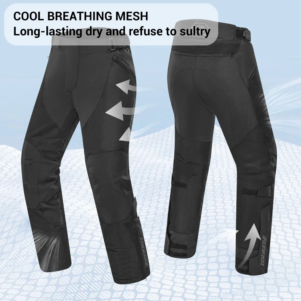 Summer Motorcycle Pants Man Mesh Lightweight Breathable Outdoor Motorbike Riding Pants With Protective Gear Motocross Pants