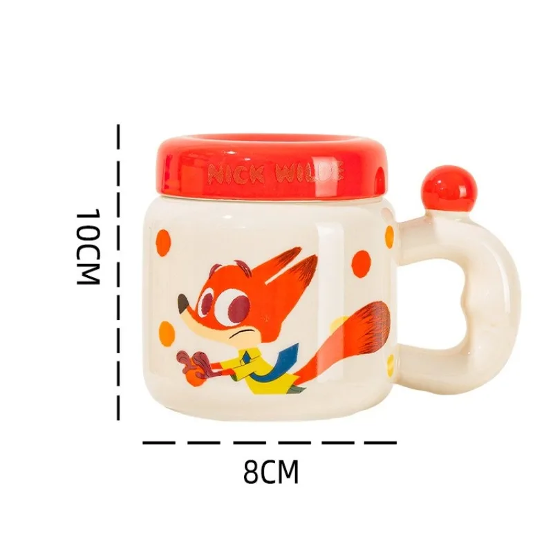 400ML Zootopia Multiple Characters Ceramic Mug with Dustproof Lid Cute Cartoon Milk Coffee Cup Home Birthday Gift - view 6