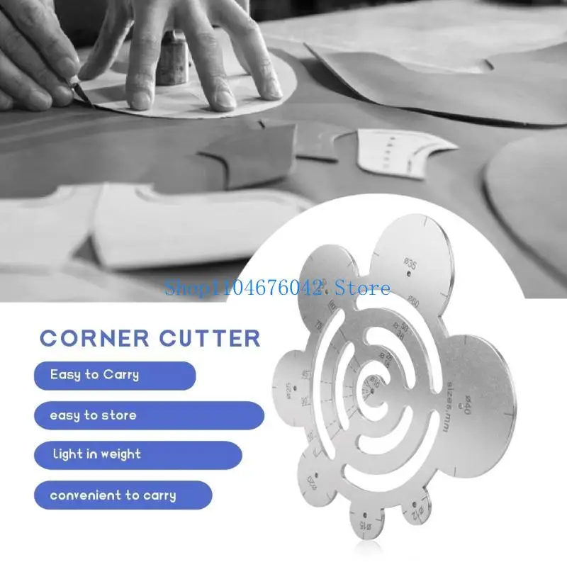 652F Leathers Corner Round Ruler Leathers Cutting Tools Stainless Circle Template for Leathers Project Leathers Craft
