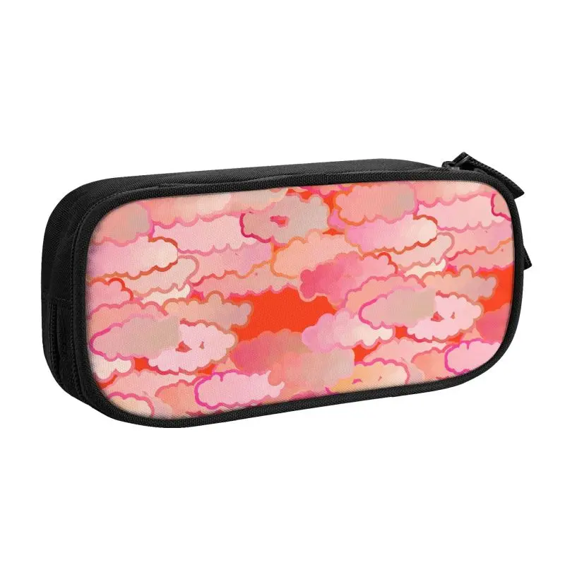 Custom Japanese Clouds Cute Pencil Case Girls Boys Large Capacity Sunset Coral Pink Cloud Pencil Box Student School