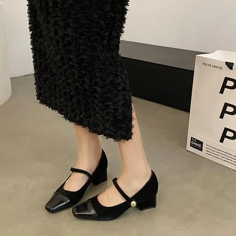 Black Square Toe High Heels for Ladies 2023 Autumn Fashion Comfortable Coffee Color Fashion Casual Women's Party Light Shoes