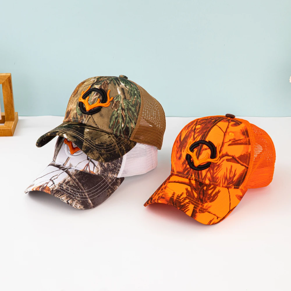 Gestickte Baseballkappe mit Hirschmotiv, Hip-Hop-Mütze, Verstellbare Modische Herren-Caps mit Tarnmuster, Atmungsaktive Mesh-Kappen, Lässige Sonnenhüte, Taktische Hüte – Detail 1