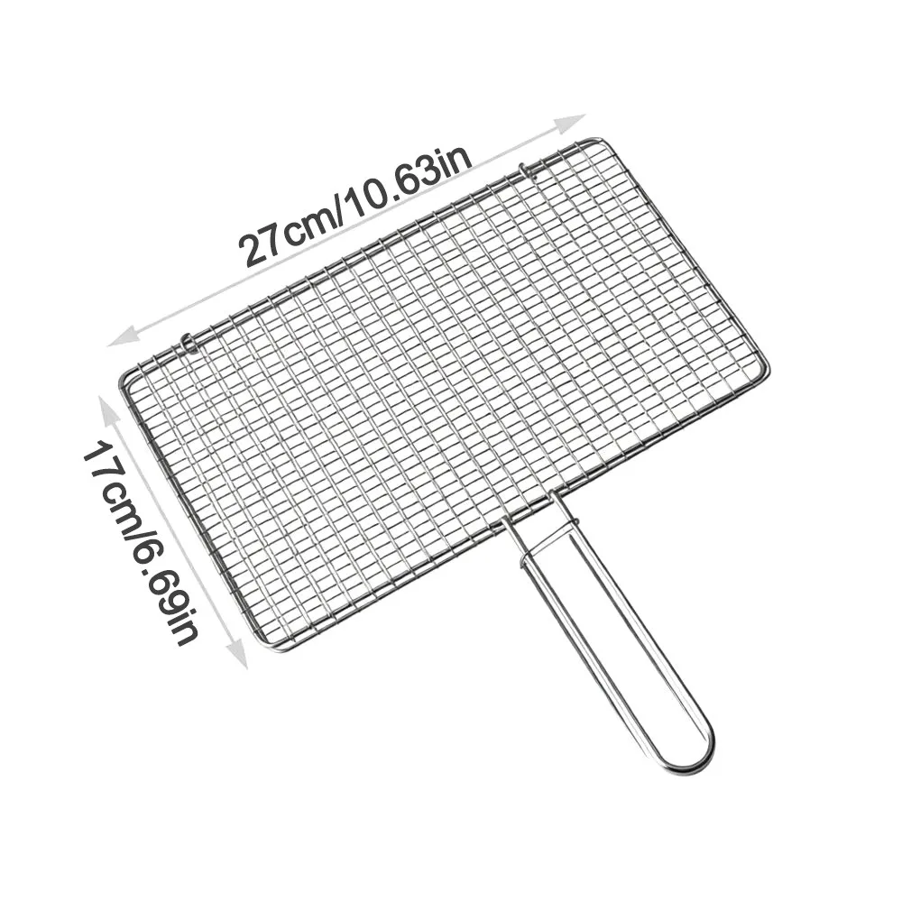 Stainless Steel Fish Grilling Rack Double-sided Square Meat Grilling Rack Thickened High Temperature Resistant Grilled Fish Net