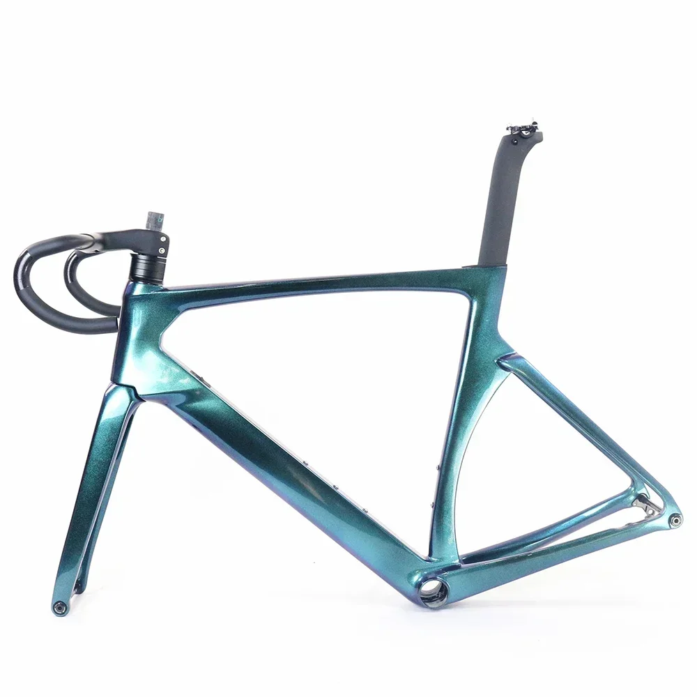 Custom paint FM237 BB386 700*28C Road disc frame Carbon road bike frameset with handlebar