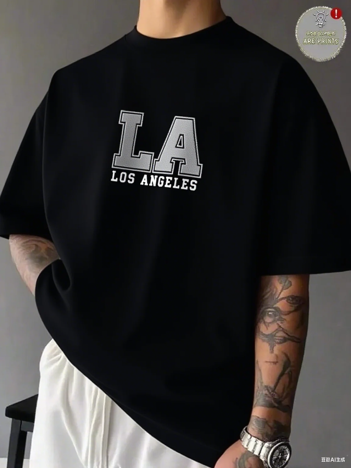 

Мужская футболка из чистого хлопка с короткими рукавами и принтом Лос-Анджелеса, минималистичный дизайн, идеально подходящий для городского повседневного стиля и дорожной одежды