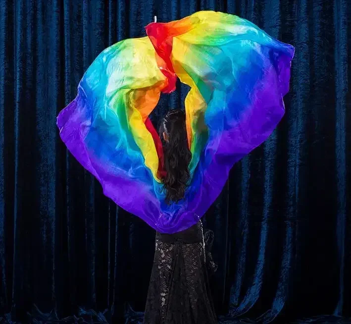 

100% Silk Gradient Color Dance Veils Scarves Kids Children Bellydance Throw Scarf Shawl 200*90cm Assorted Color