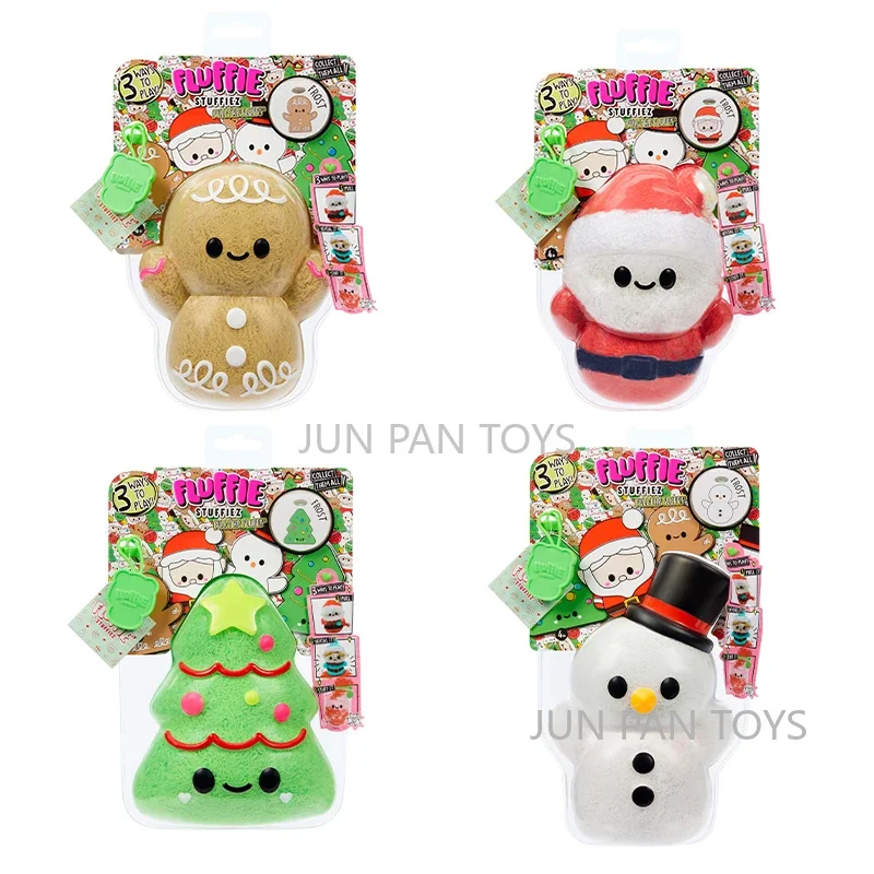 Fluffie Stuffiez Pull The Fluff 3 maneras de jugar Frost muñeco de nieve Santa pan de jengibre árbol de Navidad pequeña sorpresa juguete de peluche suave 1 ud.