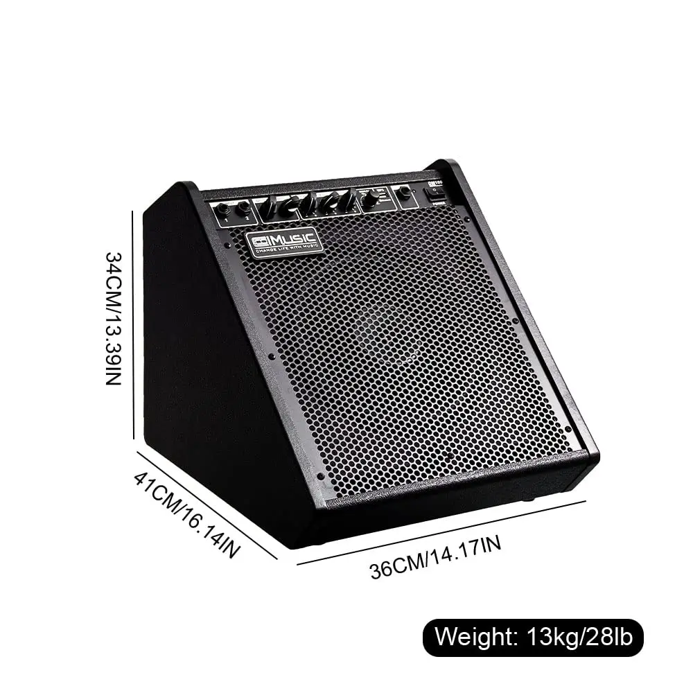 COOLMUSIC-Electronic Drum Amplifier, Percussion Keyboard, Speaker Combo, AMP 3-Band EQ, Bluetooth, Wireless Audio, DM100