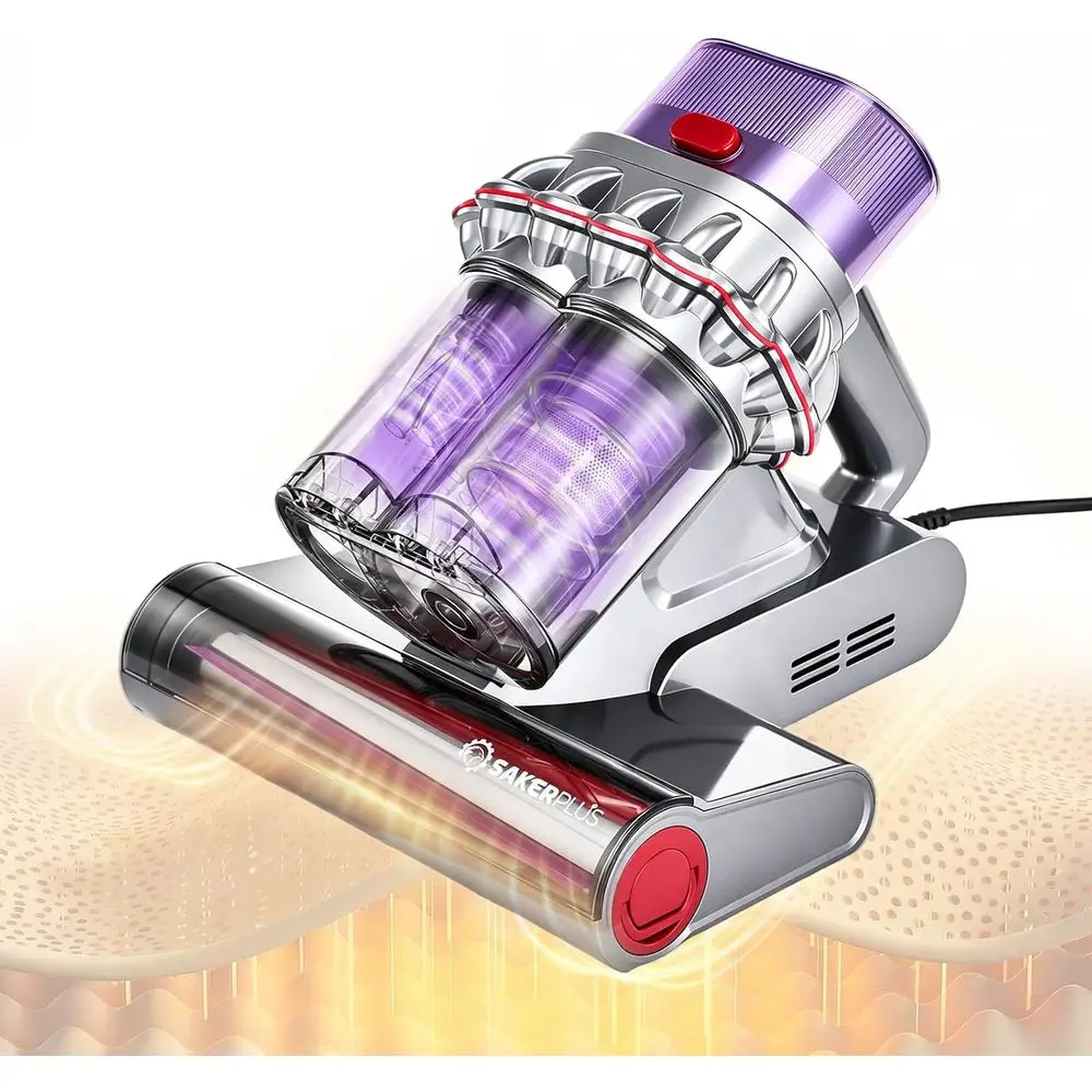 350W Corded Mattress Vacuum Cleaner with 2-Cup System, Smart Dust Sensor, Washable Dust Cup & Roller Brush, 16.4ft Cord