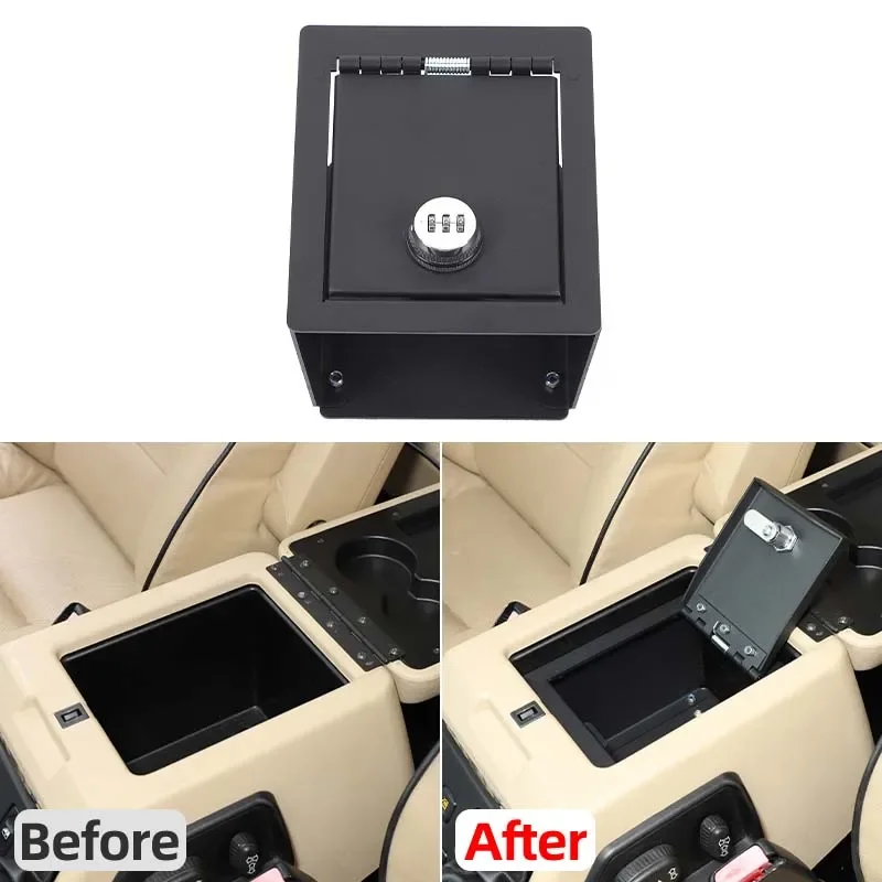For Land Rover Discovery 2 98-2003 Aluminum alloy armrest box safe Armrest box password box Privacy storage Auto accessories