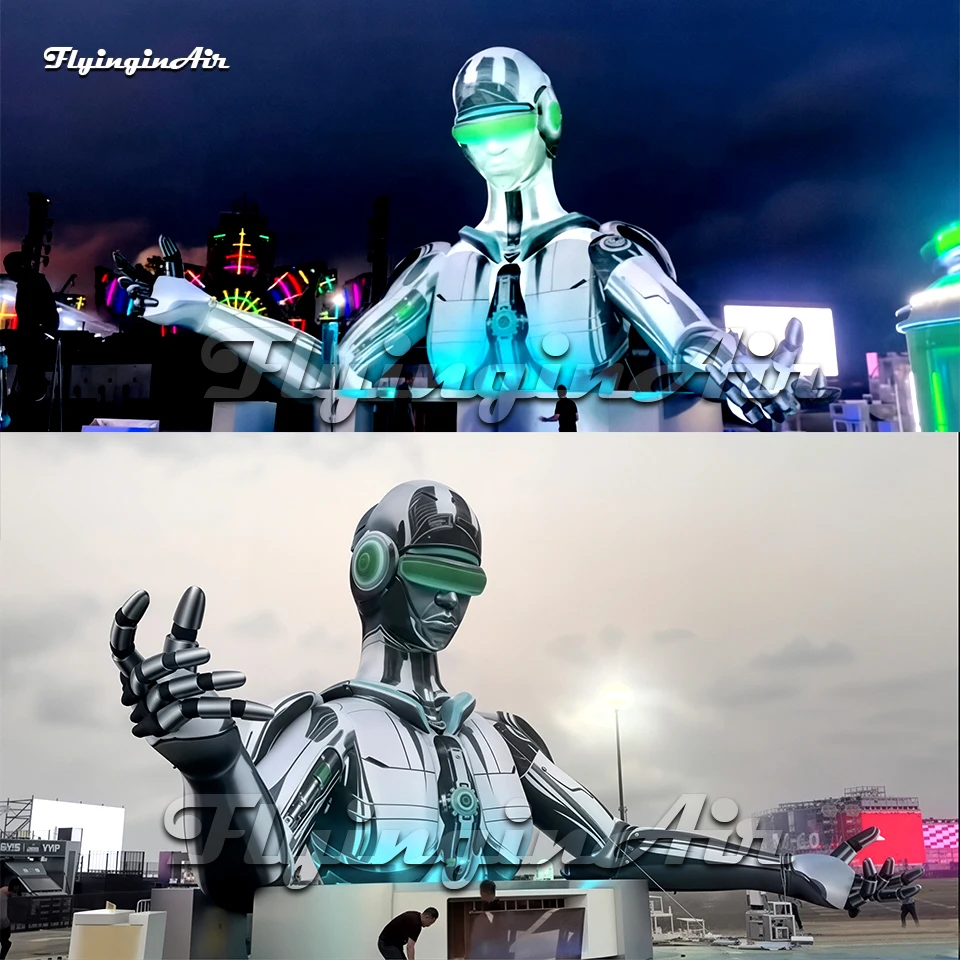 10m Giant Inflatable Future Intelligent Robot Sci-Fi Cyborg Model for Carnival Stage Decoration