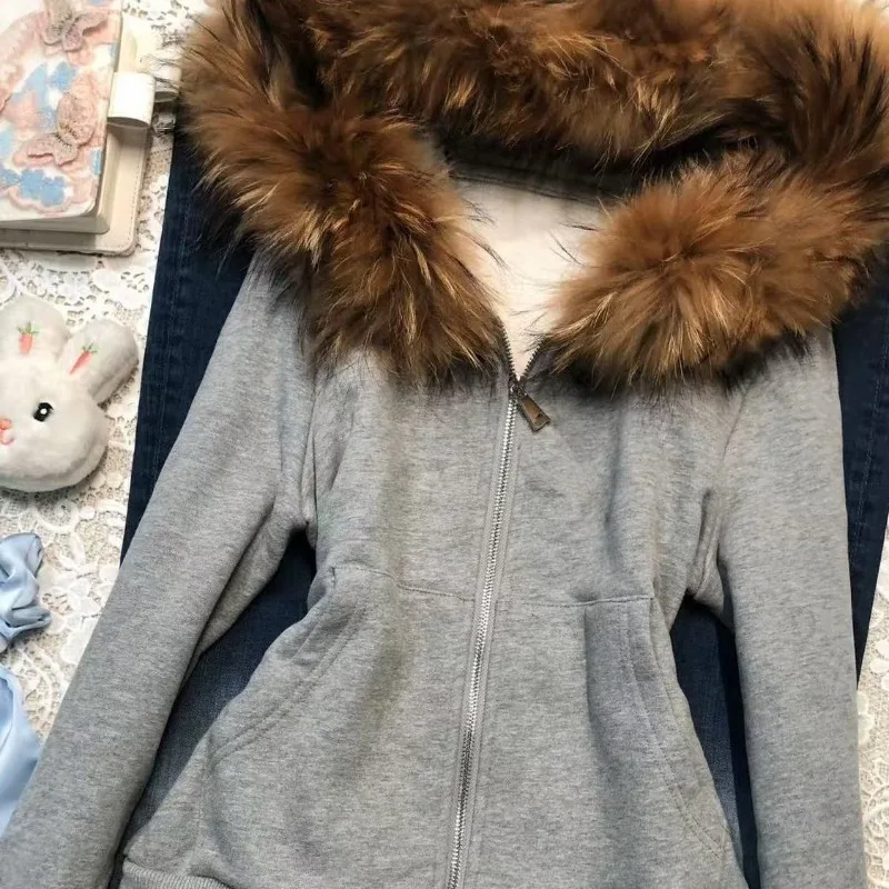 Y2k-Sudadera con capucha para Mujer, ropa de calle Vintage americana, chaquetas de otoño e invierno, Sudadera con capucha gris con cremallera, Sudadera para Mujer