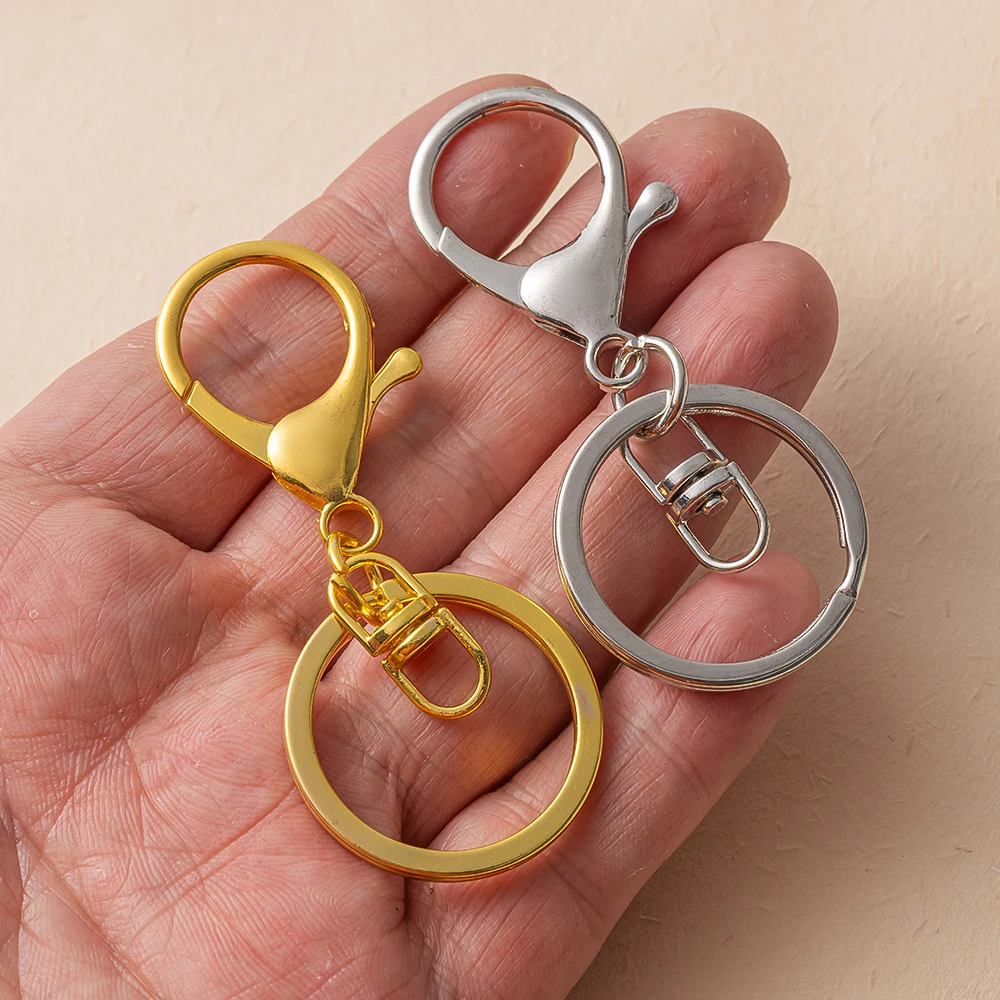 5Pcs Lobster Clasps Swivel Hooks Clasp Trigger Clips with Flat Split Keychain Ring and 8 Shap Swivel Hook for DIY Craft Making