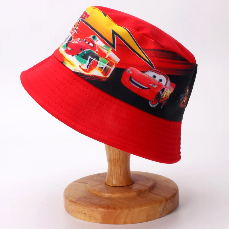 Disney Classic Cartoon Character Cars Lightning Mcqueen Kawaii Cosplay Children\'S Hat Boy Car Fisherman Hat Sun Hat 3-8 Years