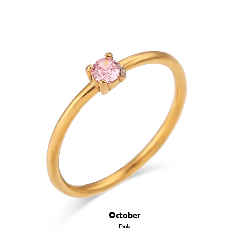 E.B.belle 12 Maanden Constellation CZ Geboortesteen Ringen Voor Vrouw Vergulde Rvs Zodiac Verjaardagscadeau Ring Sieraden