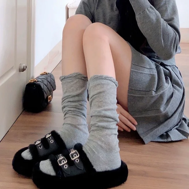 

Korean Harajuku JK Thin Knee Socks Soft Fuzzy Breathable Ballet Sexy Beautiful Women Socks For Spring Summer Daily Matching Wear