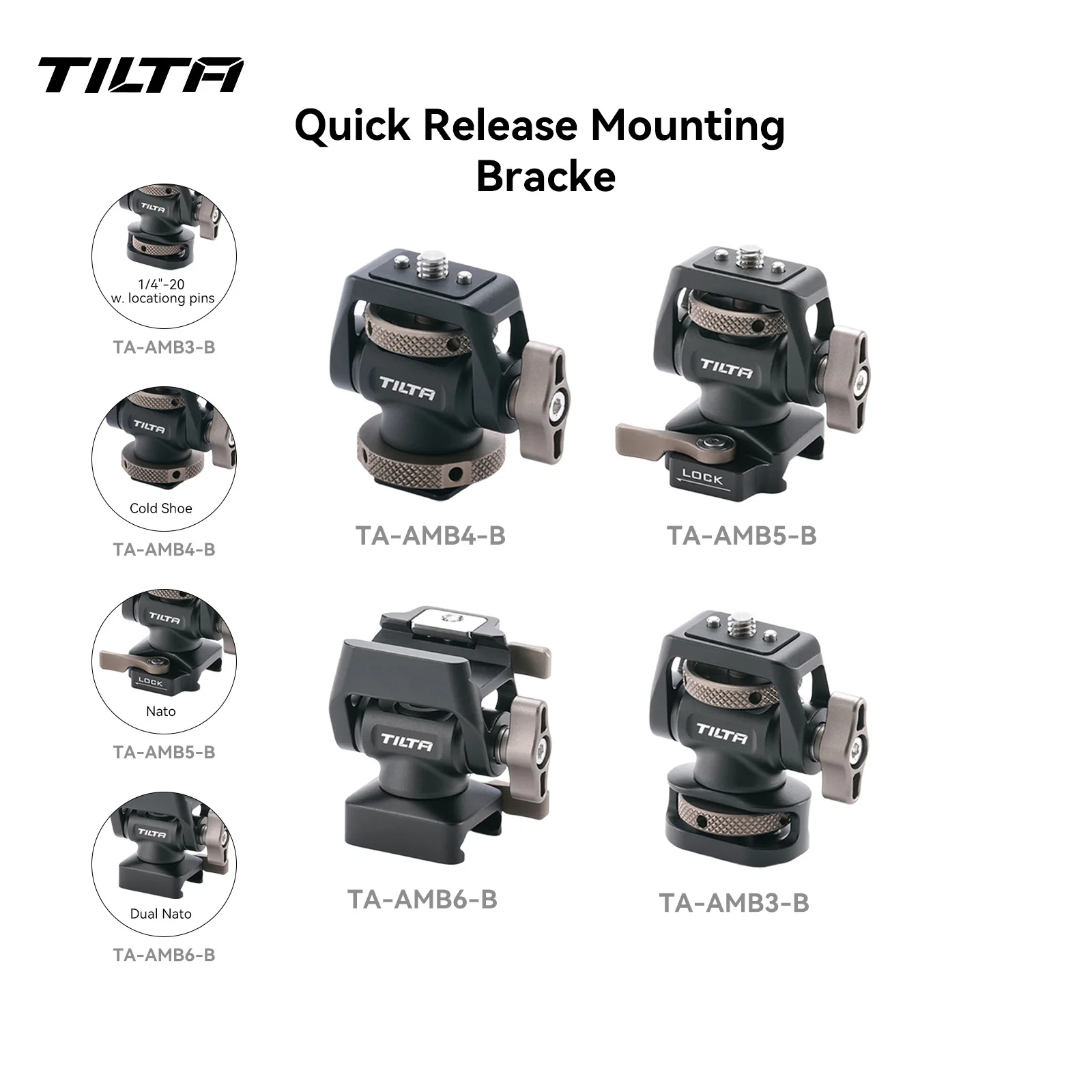 TILTA TA-AMB Adjustable Quick Release Monitor Holder Camera Clamp Swivel and Tilt Monitor Mount with Cold Shoe/ARRI/ NATO Mount