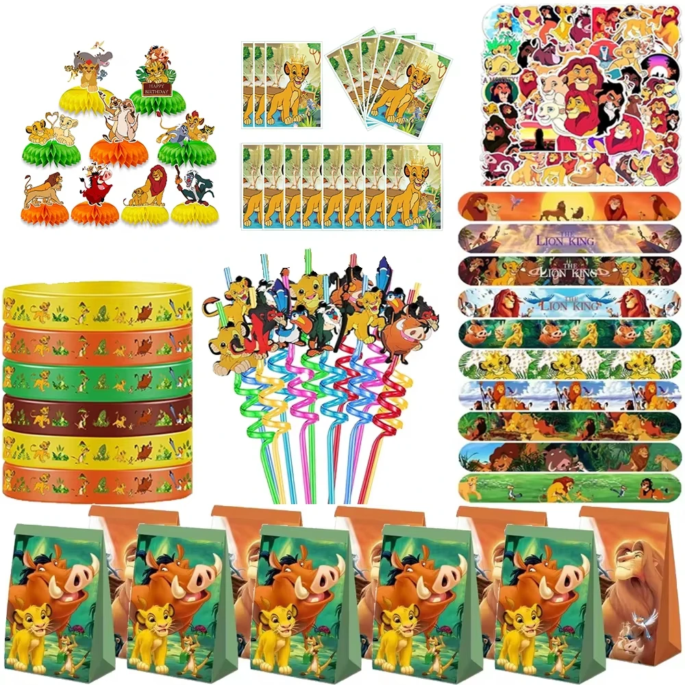 Lembrancinhas do Festa de Aniversário do Rei Leão Simba, Pulseiras, Adesivos, Balões, Piñata, Sacolas de Presentes para Crianças, Suprimentos para Festas