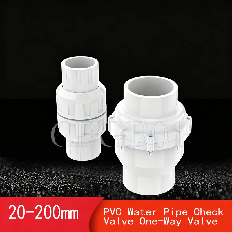 PVC One Way Non Return Check Valve 25,32,40,50,63,75,90 110 160mm Metric Solvent Weld Pressure Pipe Fitting Aquarium Garden