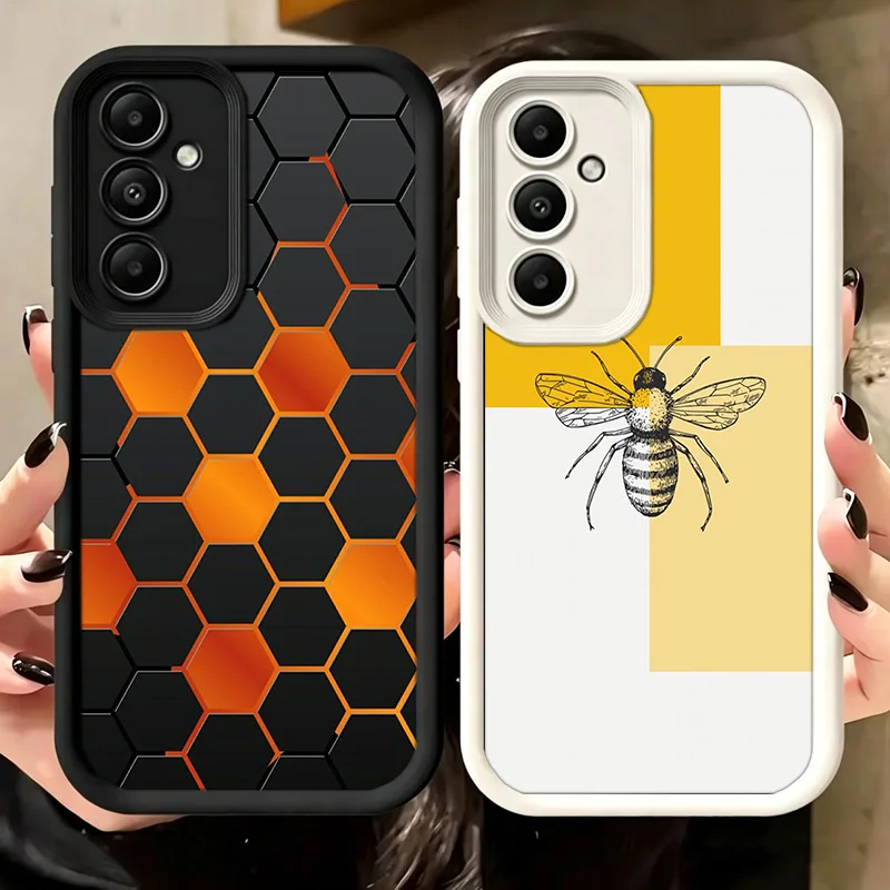 Golden Honeycomb Honey Bee Phone Case For Samsung A54 A53 A52S A14 A13 A12 A22 A23 A24 A32 A33 A34 Galaxy A04S A03S A02 A73 A72