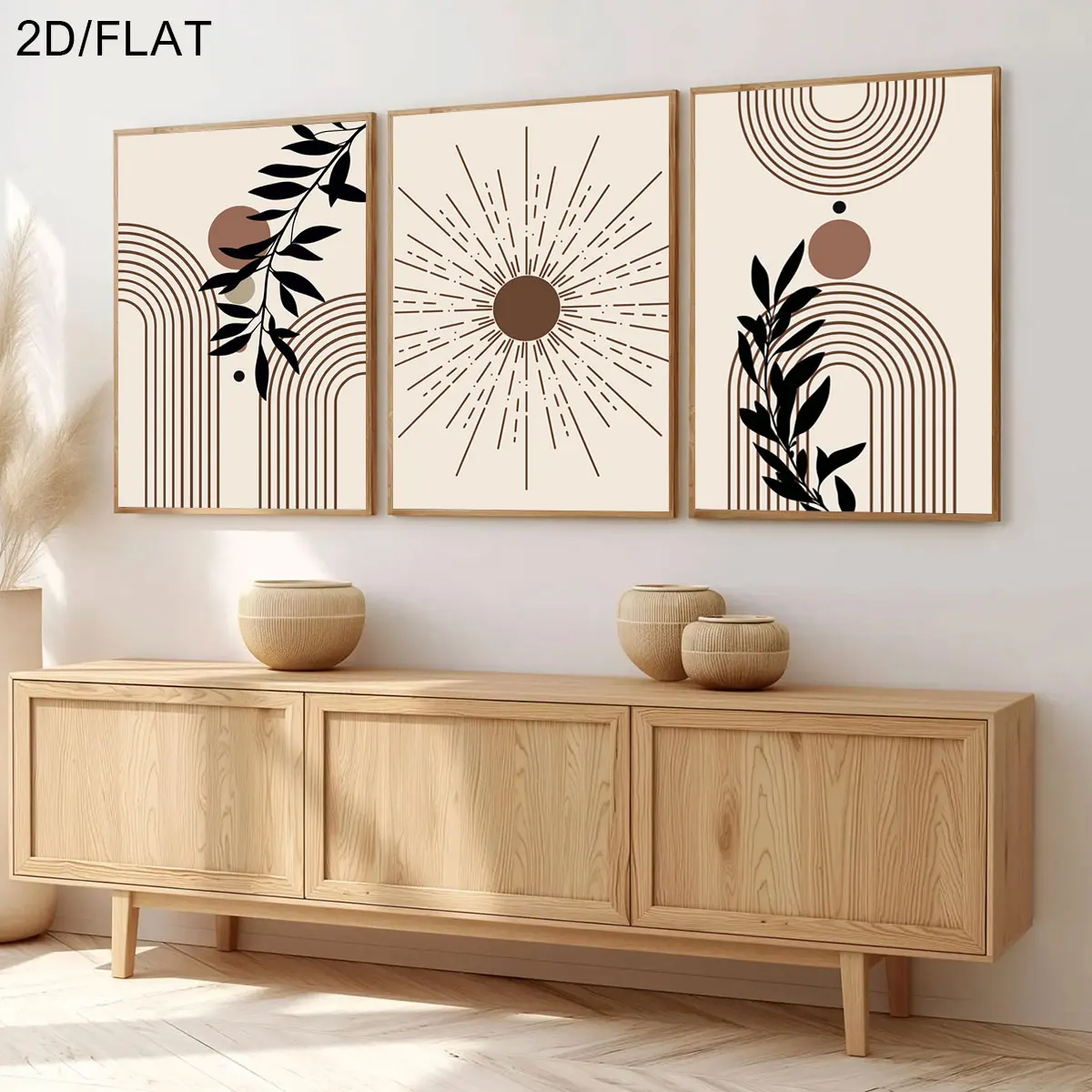 3pcs/Set Modern Abstract  Beige Bohemian Posters - Unframed Minimalist Neutral Posters for Living Room & Bedroom Decoration Gift