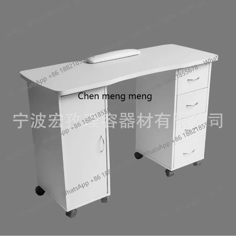 طاولة مانيكير سوداء A50 قابلة للإزالة مع تطريز وشم مانيكير بعجلة عالمية #4