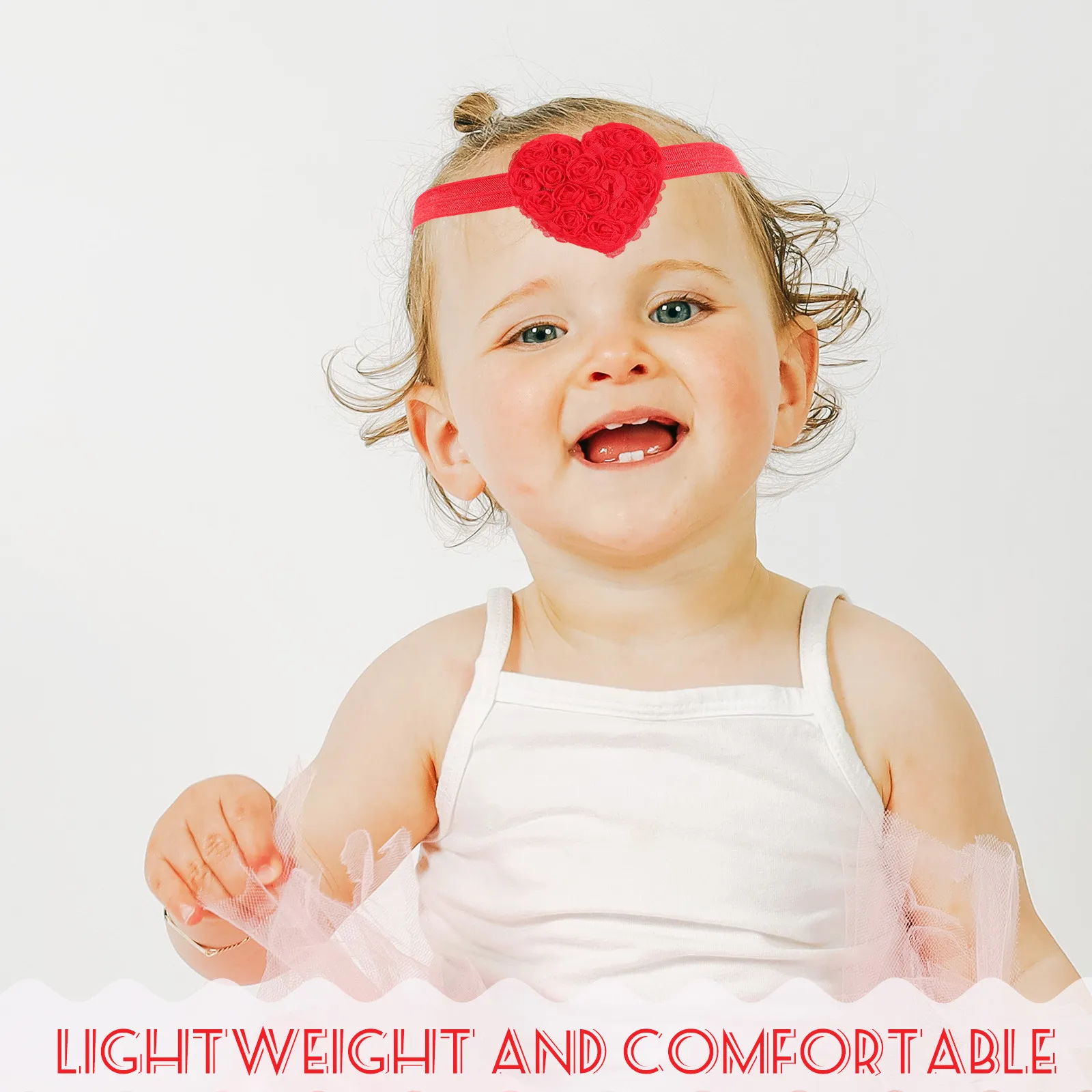 

Набор из 3 изысканных повязок на голову для девочек: с сердечками и розами, для новорожденных и малышей, удобные для длительного ношения, для вечеринок и фотосессий