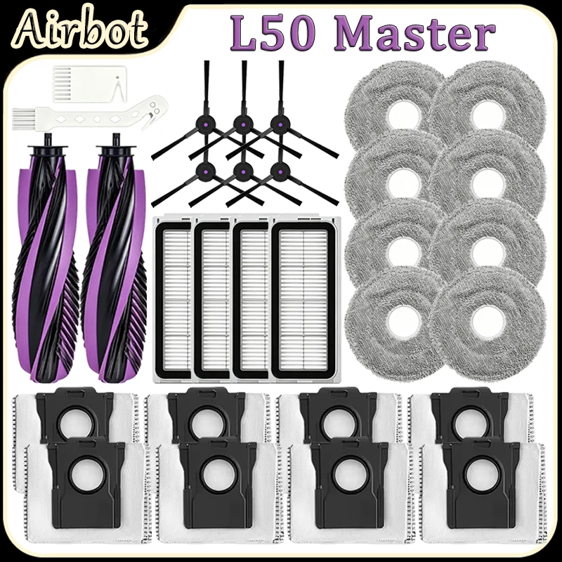 For Airbot L50 Master Robot Vacuum Cleaner Accessories Main Brush HEPA Filter Mop Pad Side Brush Dust Bag Replacement Parts