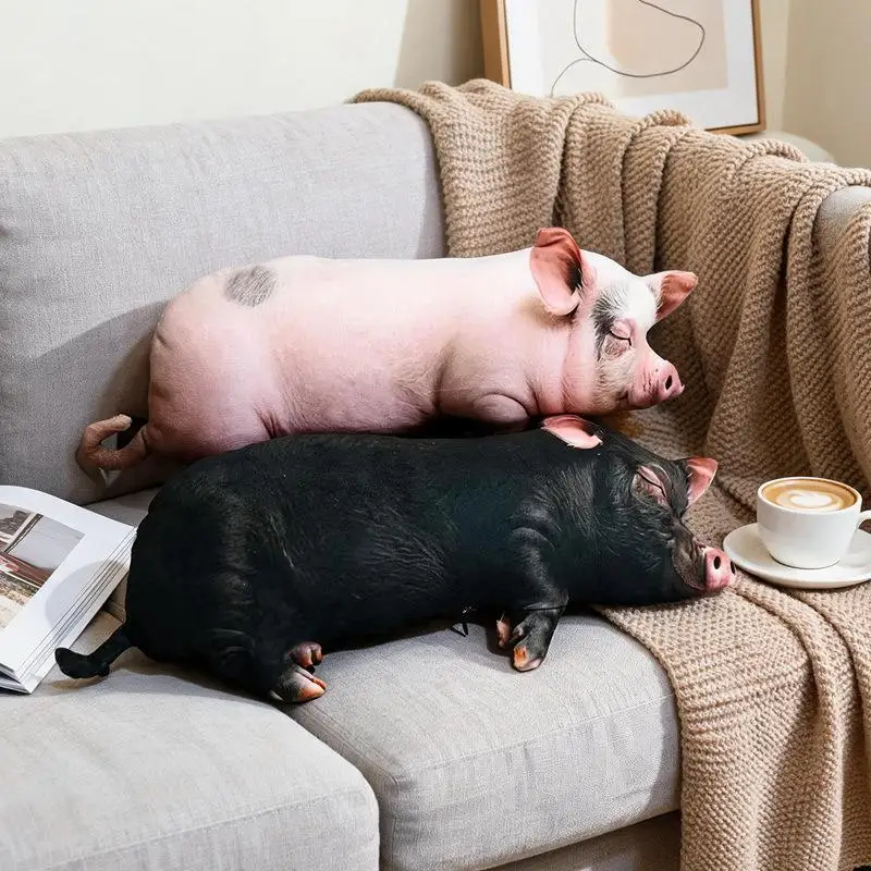 Realistic 3D Pig Shape Plush Pillow Soft Comfort Fabric Sofa Bed Rest Decor Birthday Gift For Kids Adults